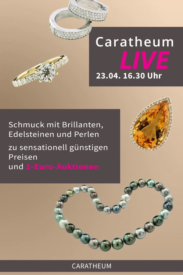 Caratheum Ebay Live 23.4.  Schmuck  1-€-Auktion & stark reduzierte Preise
