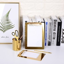 Heavy Duty Golden Stainless Steel Writing Board Clipboard for Office Supplies