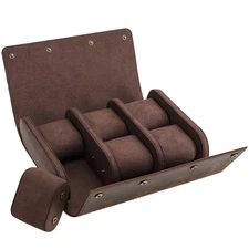 6-Slot Watch Storage Box Genuine Leather Jewels Watch Display Roll Travel Case