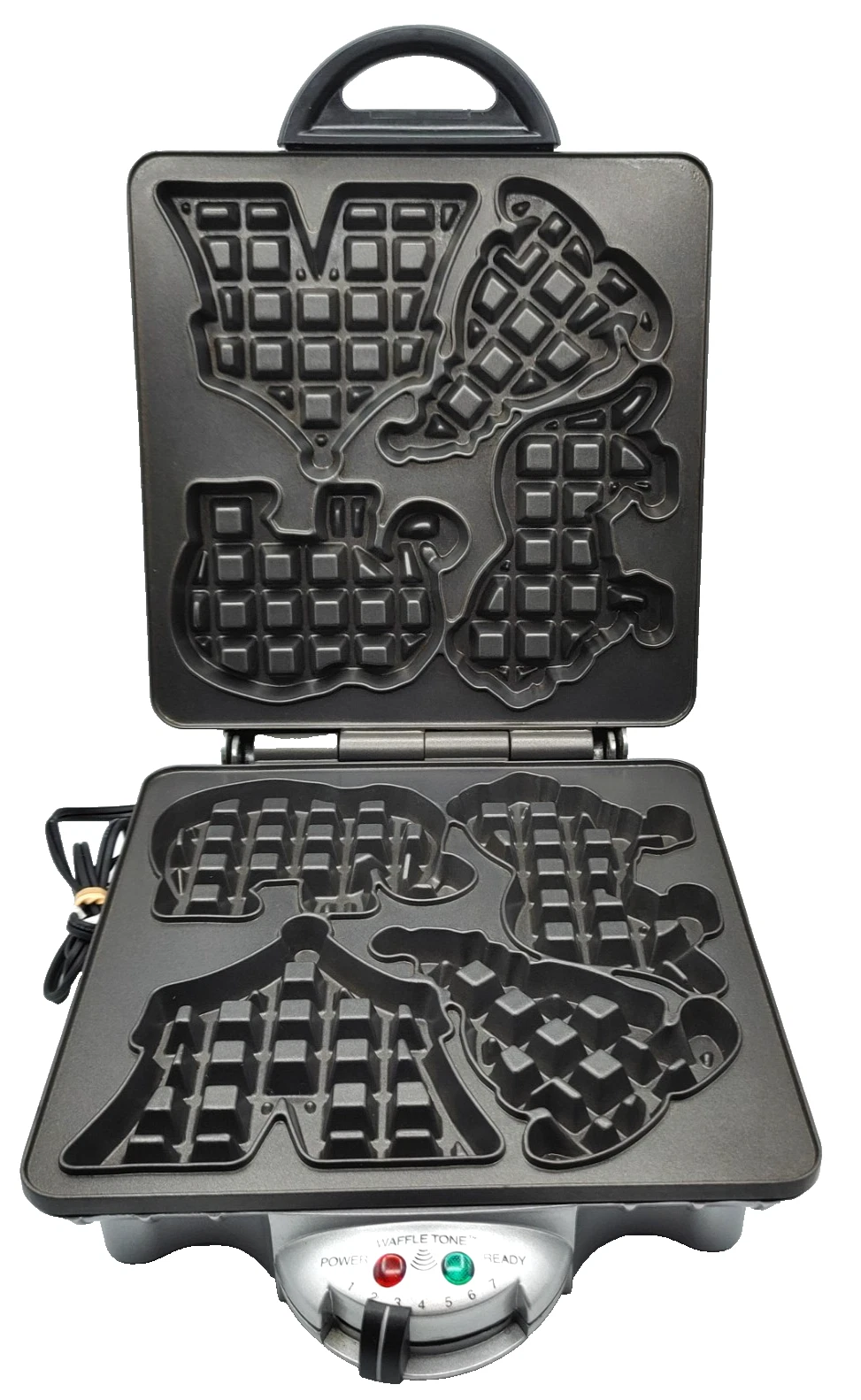 VillaWare Circus Waffle Maker #20110 Carnival 4 Shapes Lion Elephant Clown Tent