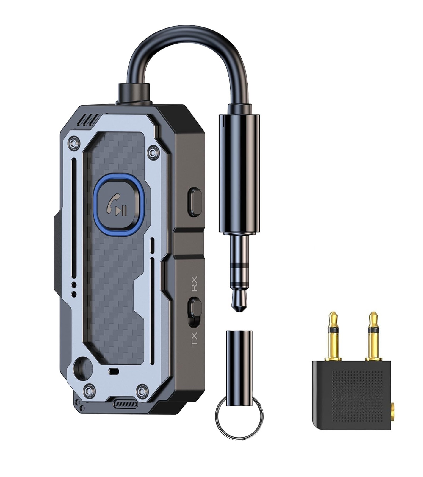 Bluetooth Audio Transmitter Receiver for Dual Headphones Wireless AUX Adapter