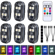 Upgraded 4LEDs 6PCS Wireless LED Strobe Lights with Remote Control, 8 Colors