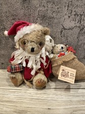 Christmas vintage attic bears Santa suit teddy bear plush w/ Toy Sack 1990