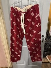 ABERCROMBIE FITCH Pajama Pants Mens XL Red Moose Print Flannel Loungewear