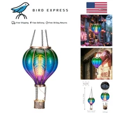Hot Air Balloon Solar Lantern for Garden Decor, Flickering Flame Hanging Solar L