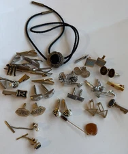 Vintage 37 Piece Lot Tie Tack Tie Bar CuffLink Bolo MCM Swank Shields