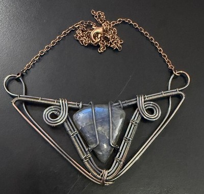 Fiery Labradorite Gemstone Jewelry Copper Friend Gift Chain Necklace Gift