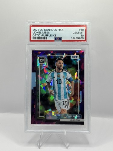 Lionel Messi [Optic Purple Ice] #10 2022 Panini Donruss card