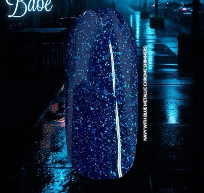 Sparkle & co Nail Dip Powder Raincheck Babe Blue Metallic Glitter Chrome Shimmer