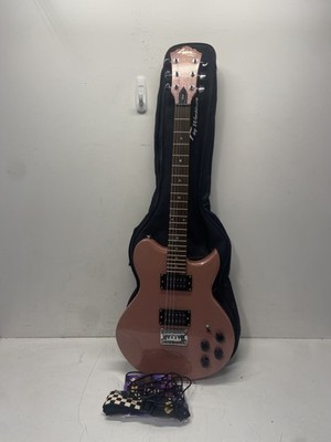 Lyon by Washburn LI15 Double Cutaway Electric Guitar Rose Gold Sparkle Bundle