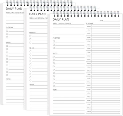 3 Pcs 24 Hour Daily Planner - To Do List for Work & Personal Life, Everyday Prod