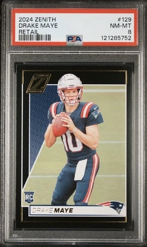 2024 Panini Zenith - Rookies Drake Maye Rookie #129 Retail (RC) Graded PSA 8