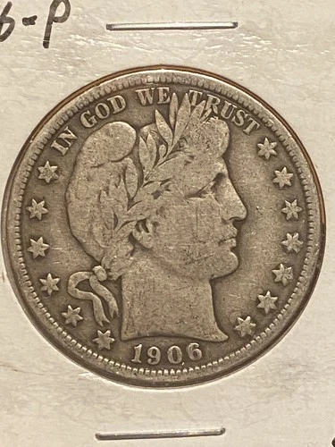 1906 P Barber Head Silver Half Dollar 90% Silver Great Condition!