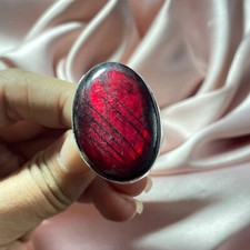 925 Sterling Silver Ring Red Labradorite Ring Handmade Jewelry Promise Ring Gift