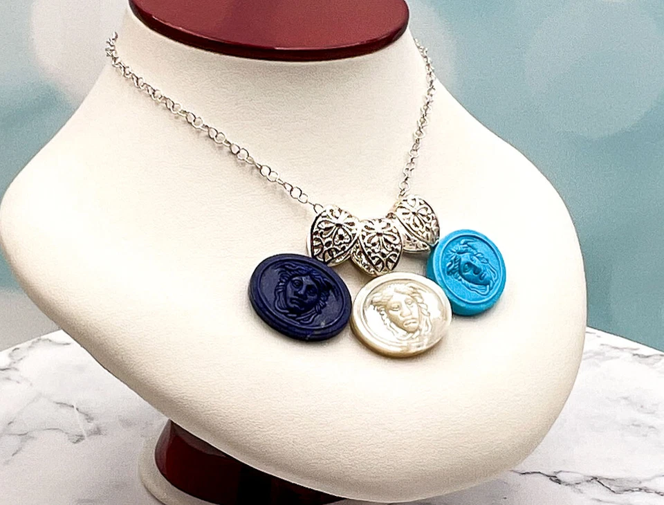 Colgante camafeo de piedras preciosas 925SS Tagliamonte Designs (1803,1804,1805)*Medusa*Reg. $160 Foto 3 de 4