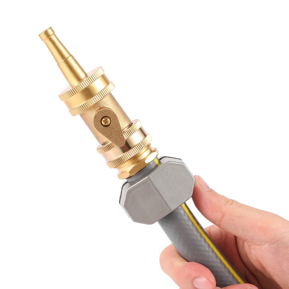 High Pressure Hose Nozzle with Hose Shutoff Valve, Brass Heavy Duty