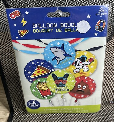 Anagram 6 Foil Balloon Bouquet EPIC PARTY FUN Gamer Theme G