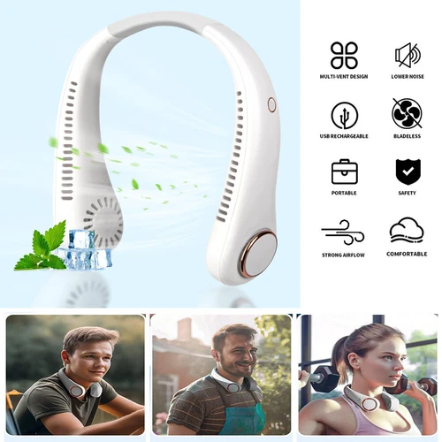 USB Neck Hanging Fan Cooling Air Cooler Portable Little Air Conditioner 3 Speed