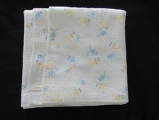 Vintage White Puckered Cotton Magic Bow Tie Bunny Baby Receiving Blanket 33.5X34
