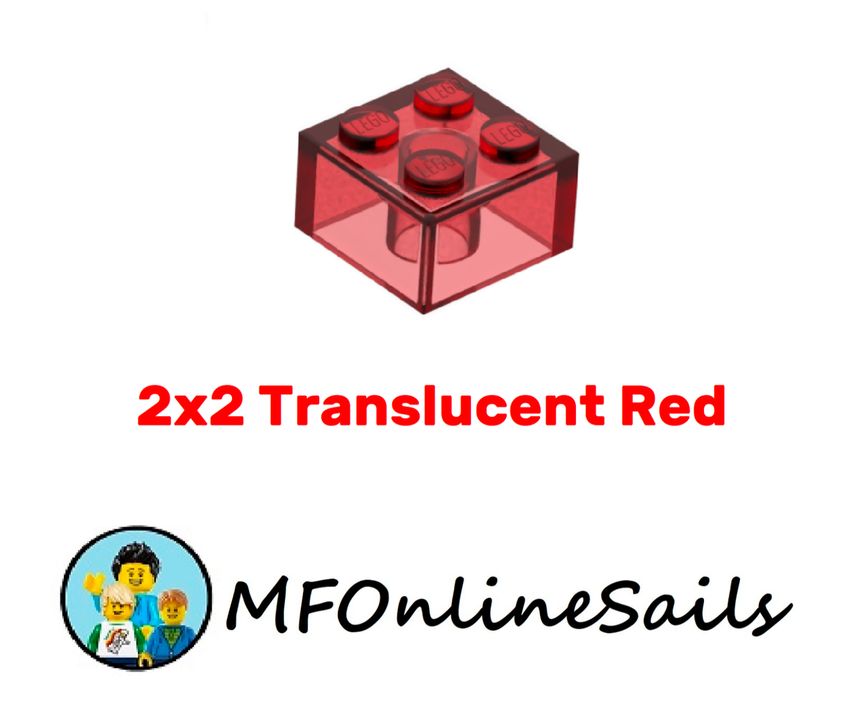 100 Translucent Red - 2x2 LEGO Bricks - Bulk Clear Large Lot piece