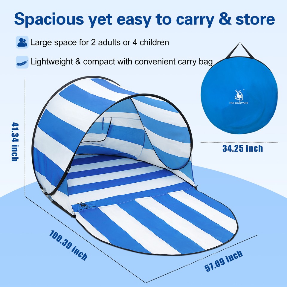 Pop Up Beach Tent UV Protection Tarp Sun Shade Shelter Canopy Light