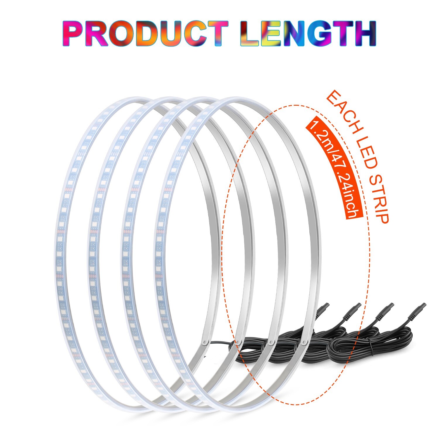 15'' RGB Wheel LED Light For Truck Ring Rim Lights Brake & Turn Signal Bluetooth