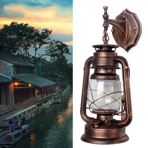 Outdoor Vintage Antique Rustic Lantern Lamp Retro Wall Sconce Light Fixture