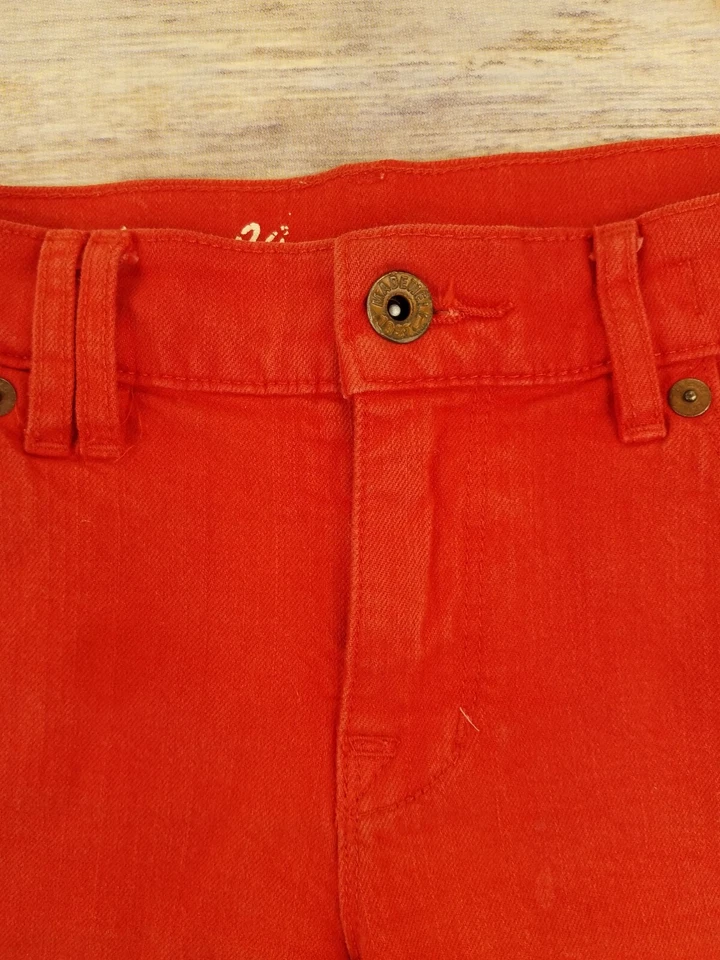 Pantalones Cortos de Denim Madewell Mujer Talla 26 Rojo Informal Frente Plano B2 Foto 2 de 4