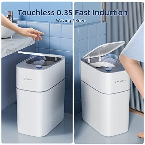 Basureros de baño pequeños MOPALL con tapas sensor de movimiento baño cubo de basura Nar... - Imagen 5 de 5