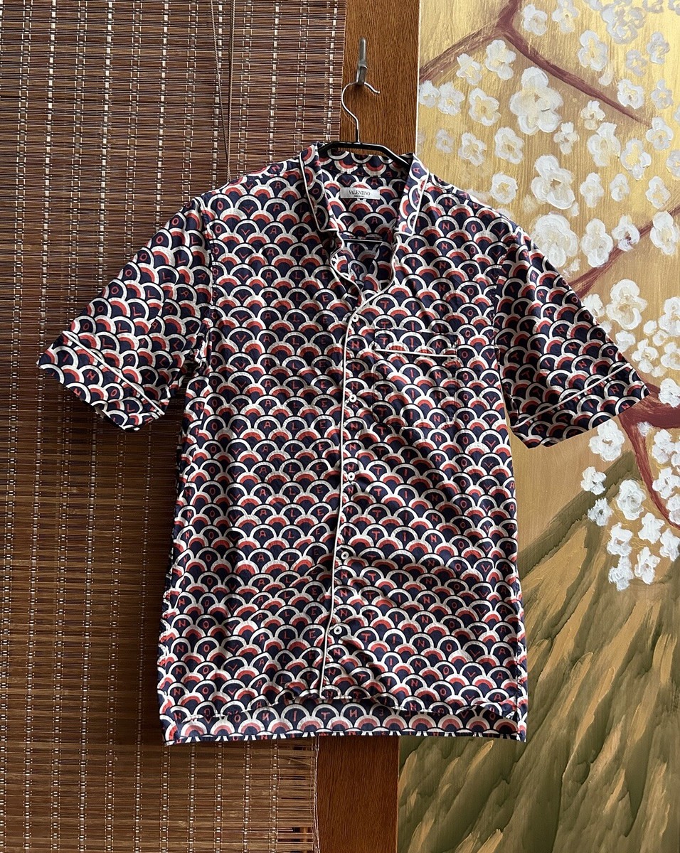 Valentino Scale Logo Vacation Shirt Open Collar Size 38/15 | eBay
