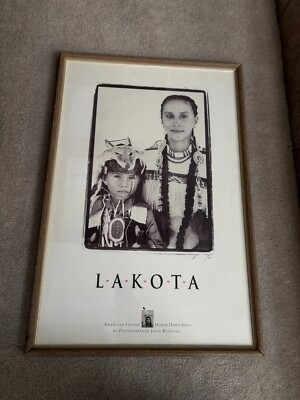 #ad Lakota Woman amp; Son John Running Photo poster Framed amp; Signed $40.00