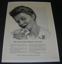 Print Ad 1943 United States Playing Card ART Mrs Stevens Bicycle & Congress.