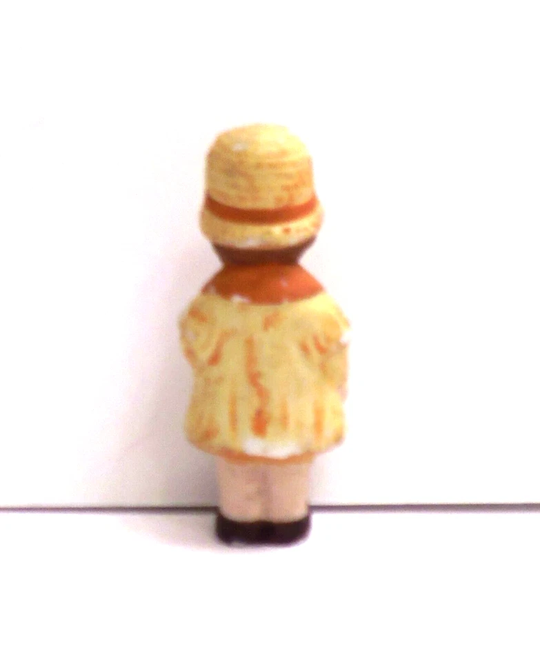 Antique Ceramic Doll Holding Rabbit 3" Japan - Image 2 of 3