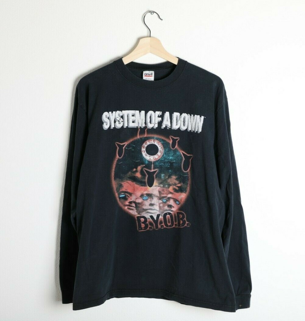 Vintage System Of A Down BYOB 2005 Tour Rock Rap Tee Double Sided