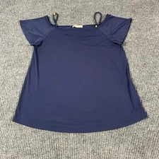 Michael Kors Top Women's Small Blue Short Sleeve Lightweight Stretch Flow Gold