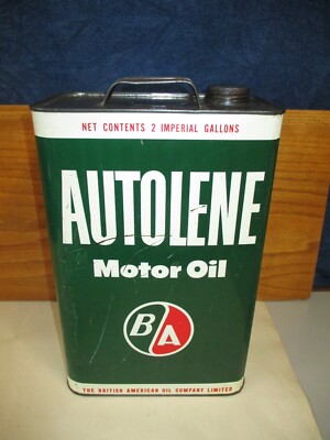 Vintage B/A (B-A) British American Oil Co AUTOLENE 2 Gallon Oil Can Tin BA EMPTY