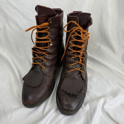 Vintage Durango Herren Vollleder Packer Stiefel Braun Rot Größe 11 EE WEITE Cowboy - Bild 3 von 12