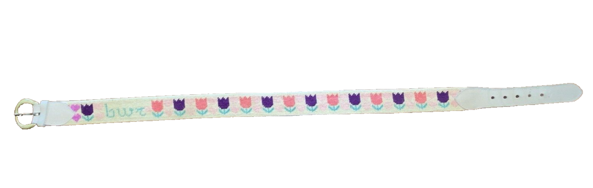 Needlepoint Belt 28 Dan Place Tulips Monogram | eBay display picture 2