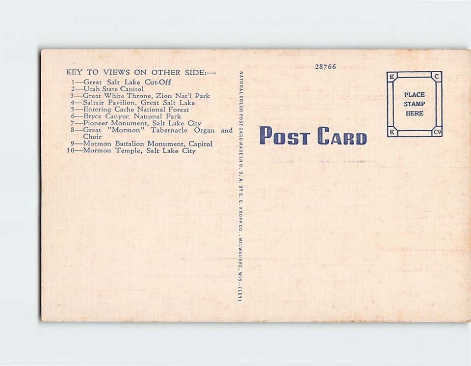 Postcard Famous Places in Utah USA eBay