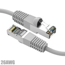 0.5FT Cat5E RJ45 Ethernet LAN Network FTP Shielded Patch Cable Gold 26AWG Gray