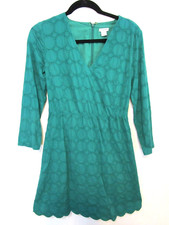 J Crew Green Eyelet Crochet Lace Long Sleeve A Line Dress Women Sz 2