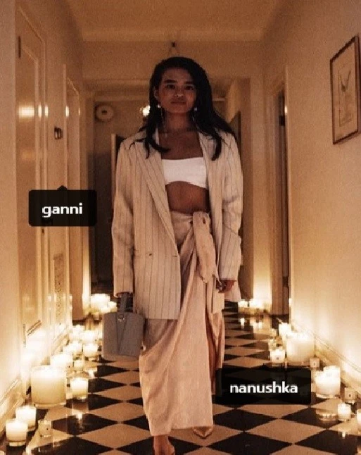 GANNI Double breasted pinstriped Cady blazer FR40 DM me for whole outfit price