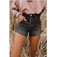 NWT Free People TALIESIN CUT OFF High Rise Jean Shorts Mid Black Sz 28