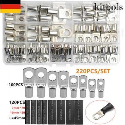 Rohrkabelschuhe Sortiment 220X Ringösen Ringzungen Kabelschuhe Ring Set SC 4-25