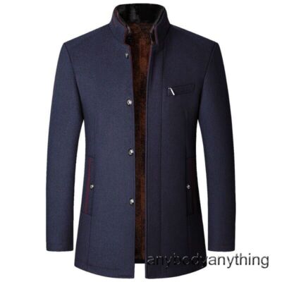Men's Woolen Jacket Stand Collar Casual Outwear Jacket Casual Business Coats New