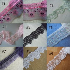 8 Colors 2" - 3.5" wide Mesh Tulle Lace with Embroidered Flower zhe5