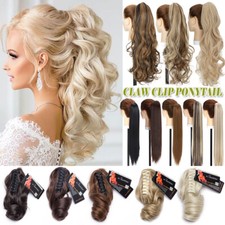 Claw Clip In Ponytail Real Natural As Human Hair Extensions Long Curly Pony Tail
