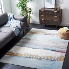 Safavieh Power Loomed Aria Collection Ivory / Light Blue Area Rugs - ARA190M