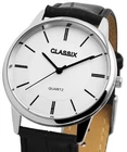 Men's Wristwatch Black/Silver Faux Leather Strap by Classic RP31/03