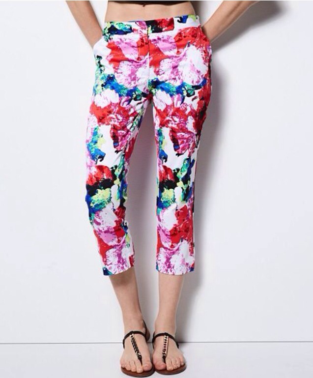 MILLY for DesigNation Capri PANTS Size: 6 (SMALL) New SHIP FREE Floral Cotton